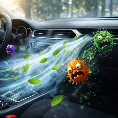 OZONOWANIE KLIMATYZACJI SAMOCHODOWEJ: czyste powietrze w aucie, usunięcie bakterii i nieprzyjemnych zapachów – komfort jazdy, który czuć od pierwszych minut.