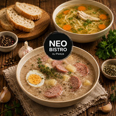NEO BISTRO BY PASJA: domowy żurek i rosół z kołdunami przygotowane przez szefów kuchni restauracji Pasja – wyjątkowy smak teraz w wyjątkowej cenie!