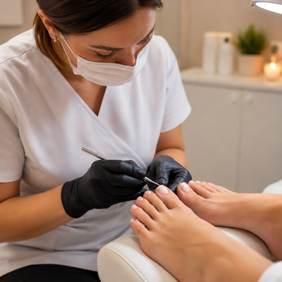 PEDICURE KOSMETYCZNY + HYBRYDA: perfekcyjnie gładkie stopy, które aż chce się pokazać – efekt zadbania na długie tygodnie!